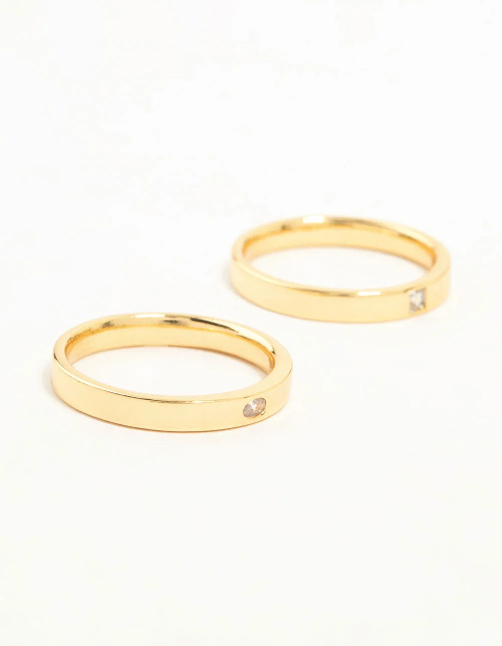 Green product Gold Plated Fine Cubic Zirconia Band Rings 2-Pack