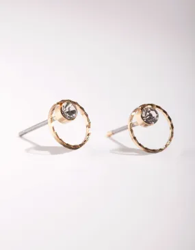 Gold Mini Circle Dia Stud Earrings Business Embellishment Summer Accessory