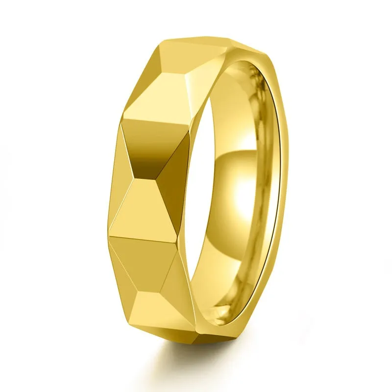 Louily Fashion Tungsten Carbide Rhomboid Men's Wide Wedding Band Effortless Glimmer
