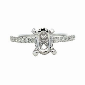 Elegant Statement 14K White Gold Oval Diamond Semi Mount