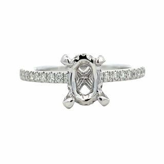 Elegant Statement 14K White Gold Oval Diamond Semi Mount