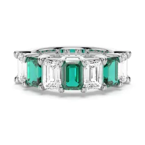 2.88ctw. Classic Lab Grown Emerald Moissanite Anniversary Band Amazing Statement Elegant Memento