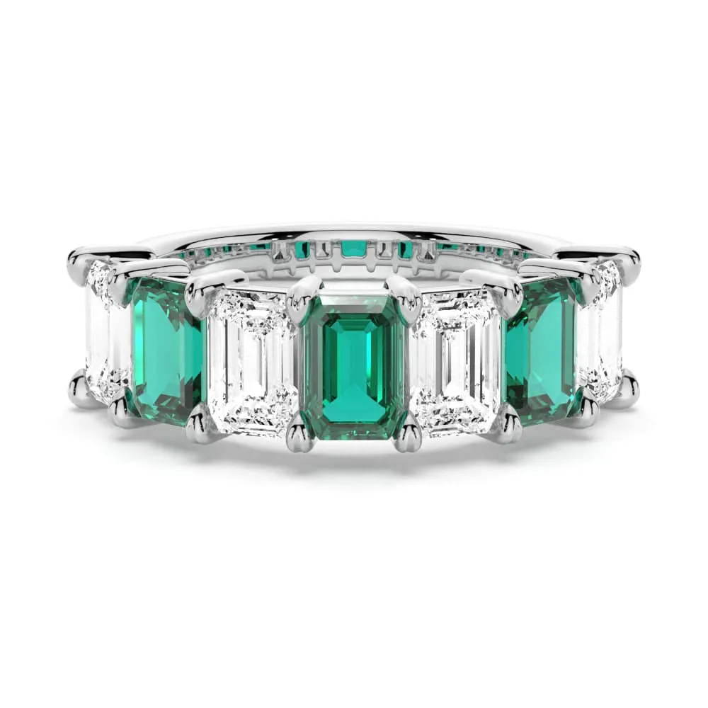 Modern Adornment Timeless Beauty 2.88ctw. Classic Lab Grown Emerald Moissanite Anniversary Band