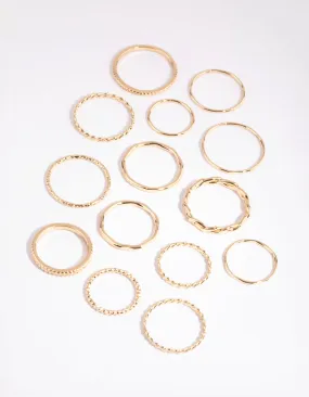 One size fits all Fine Details Gold Fine Mixed Band Ring Pack