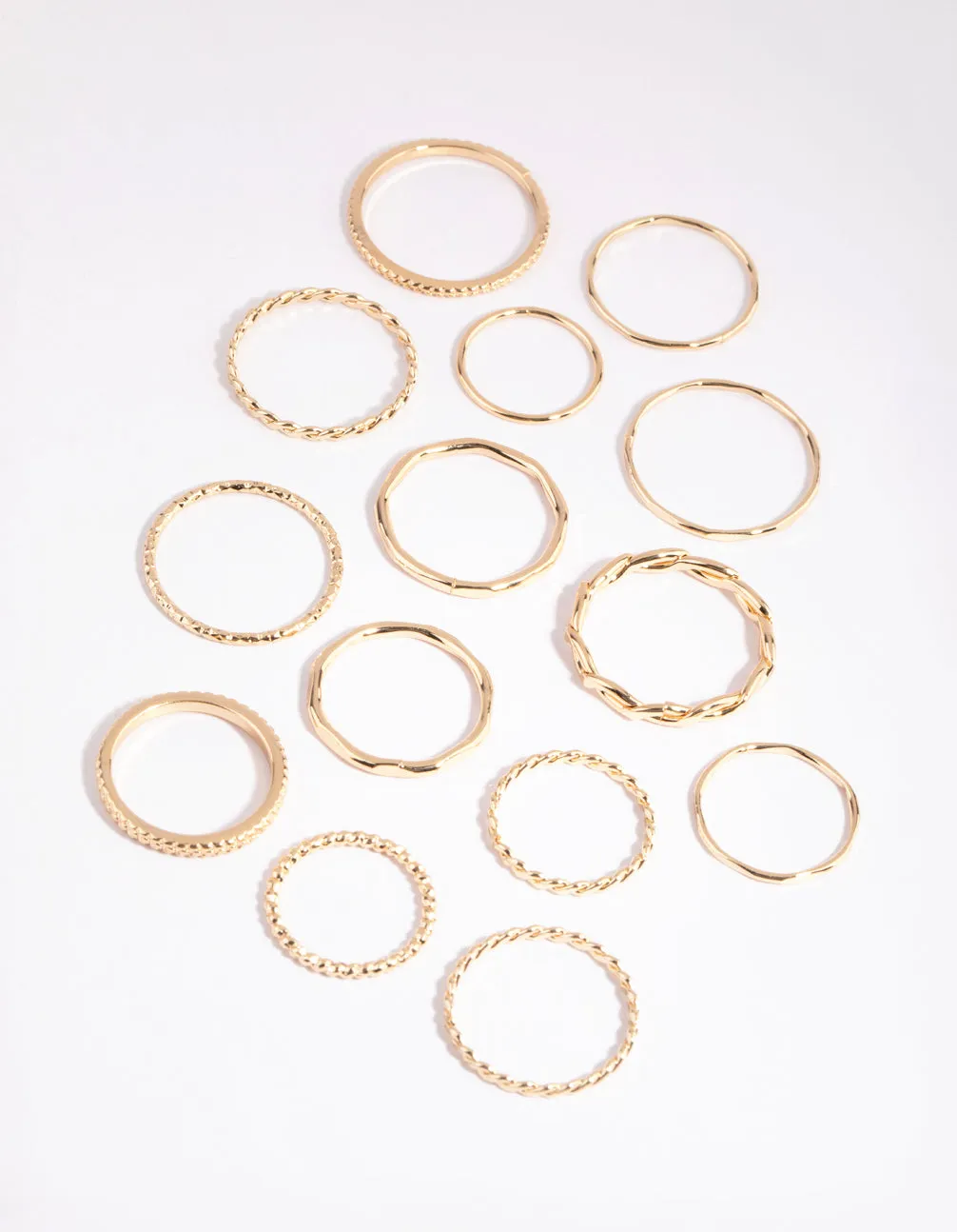 One size fits all Fine Details Gold Fine Mixed Band Ring Pack
