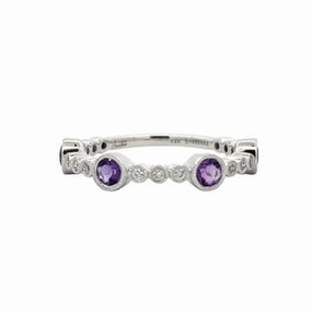 AMETHYST AND DIAMOND STACKABLE BAND Polished Detail