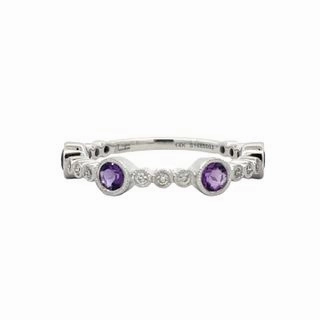 AMETHYST AND DIAMOND STACKABLE BAND Polished Detail