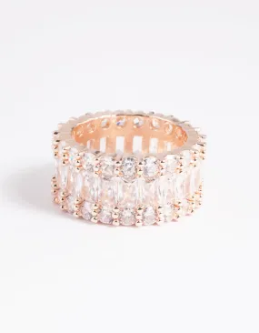 Rose Gold Cubic Zirconia Baguette Ring Modern Choice Resilient Design
