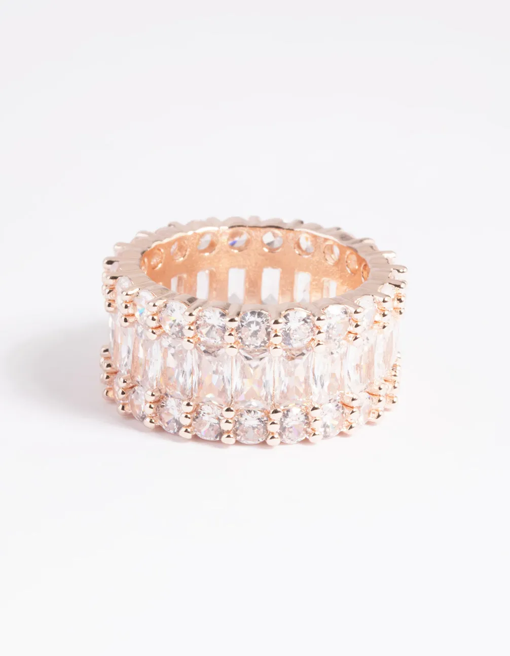 Rose Gold Cubic Zirconia Baguette Ring Traditional Gift