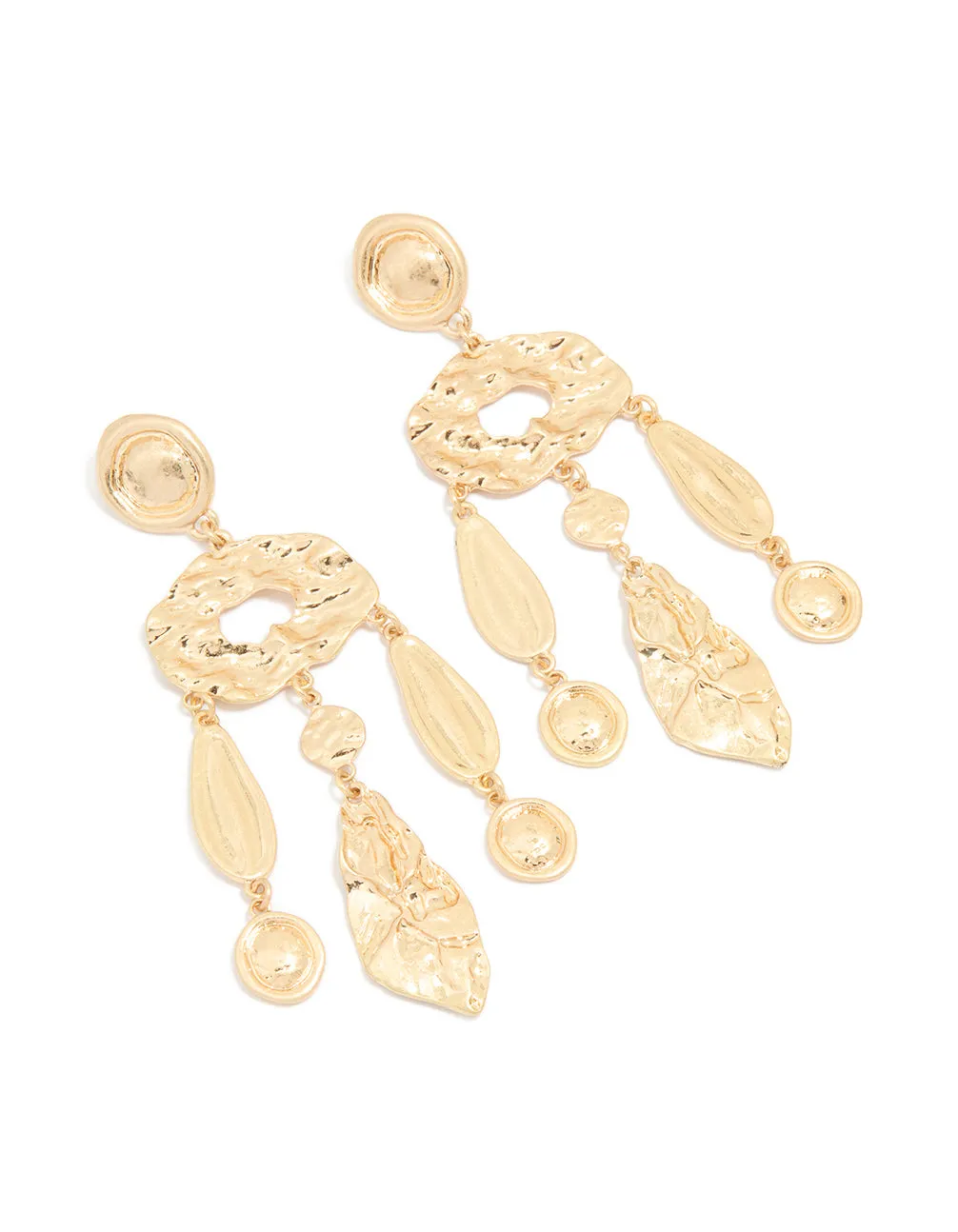 Antique Gold Textured Oval Drop Earrings Safe Selection