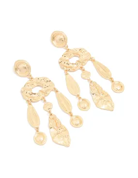 Antique Gold Textured Oval Drop Earrings Safe Selection