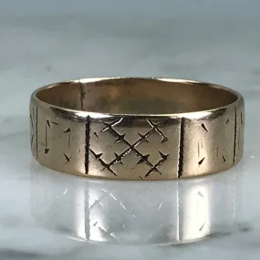 Simple Work Antique Gold Wedding Band. Art Deco. 10k Yellow Gold. Stacking Ring. Gold Thumb Ring.