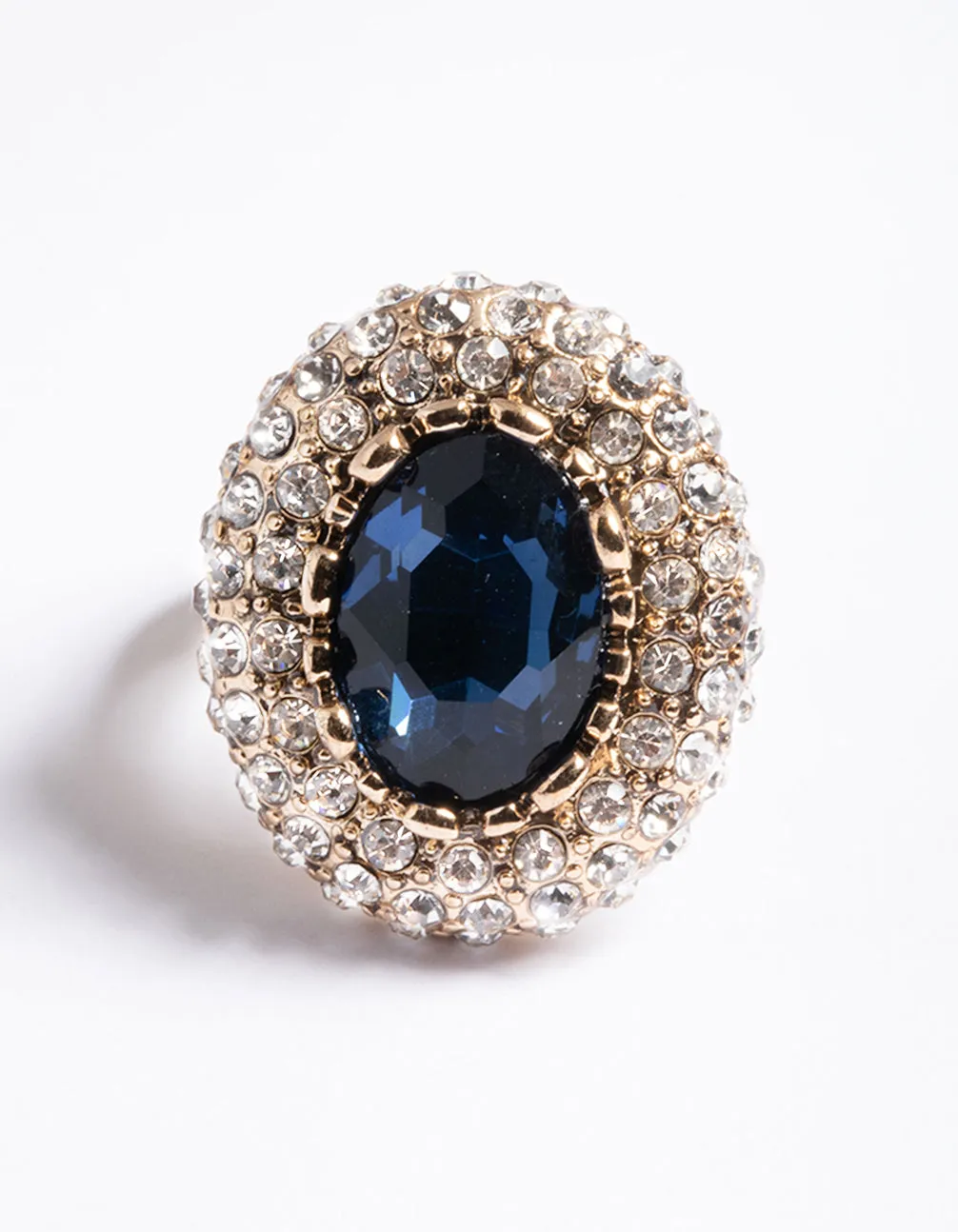 Antique Vintage Blue Cocktail Ring Casual Motion Elegant Look