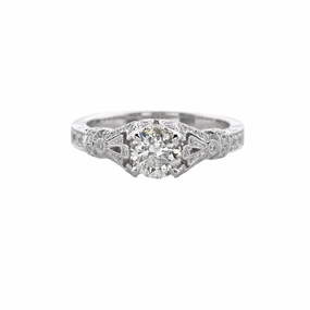 ANTIQUE DIAMOND ENGAGEMENT RING WITH DIAMONDS THROUGHOUT SETTING 1.17 CTTW Fresh Style