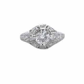 Chic Mood Distinct Highlight ANTIQUE STYLE DIAMOND RING WITH FILIGREE AND DIAMONDS (1.36cttw)