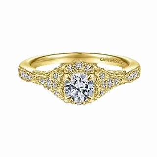 Glamorous Gifts ANTIQUE STYLE RING WITH DIAMONDS THROUGHOUT THE SHANK .49 cttw