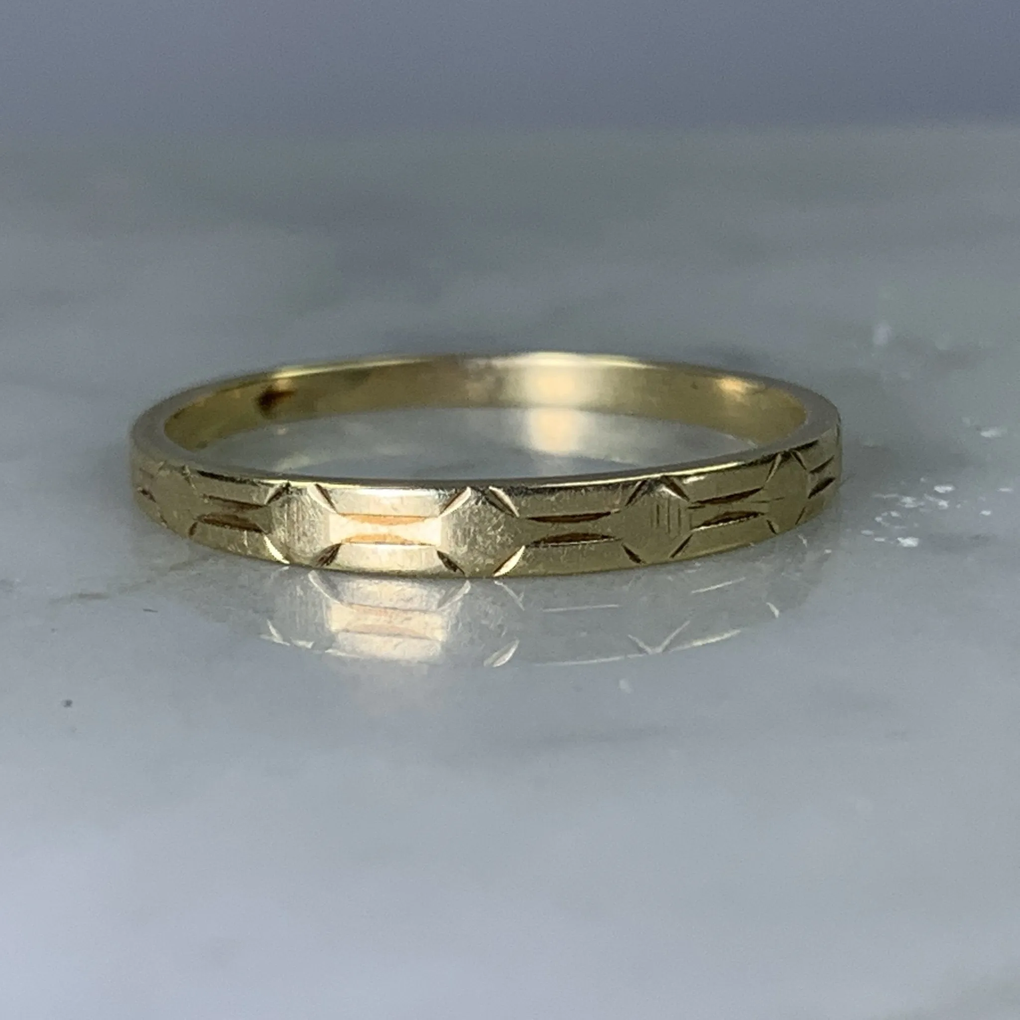 Art Deco Yellow Gold Wedding Band by Kaynar. Perfect Wedding Ring, Thumb Ring or Stacking Band. Strong Look Limited Edition