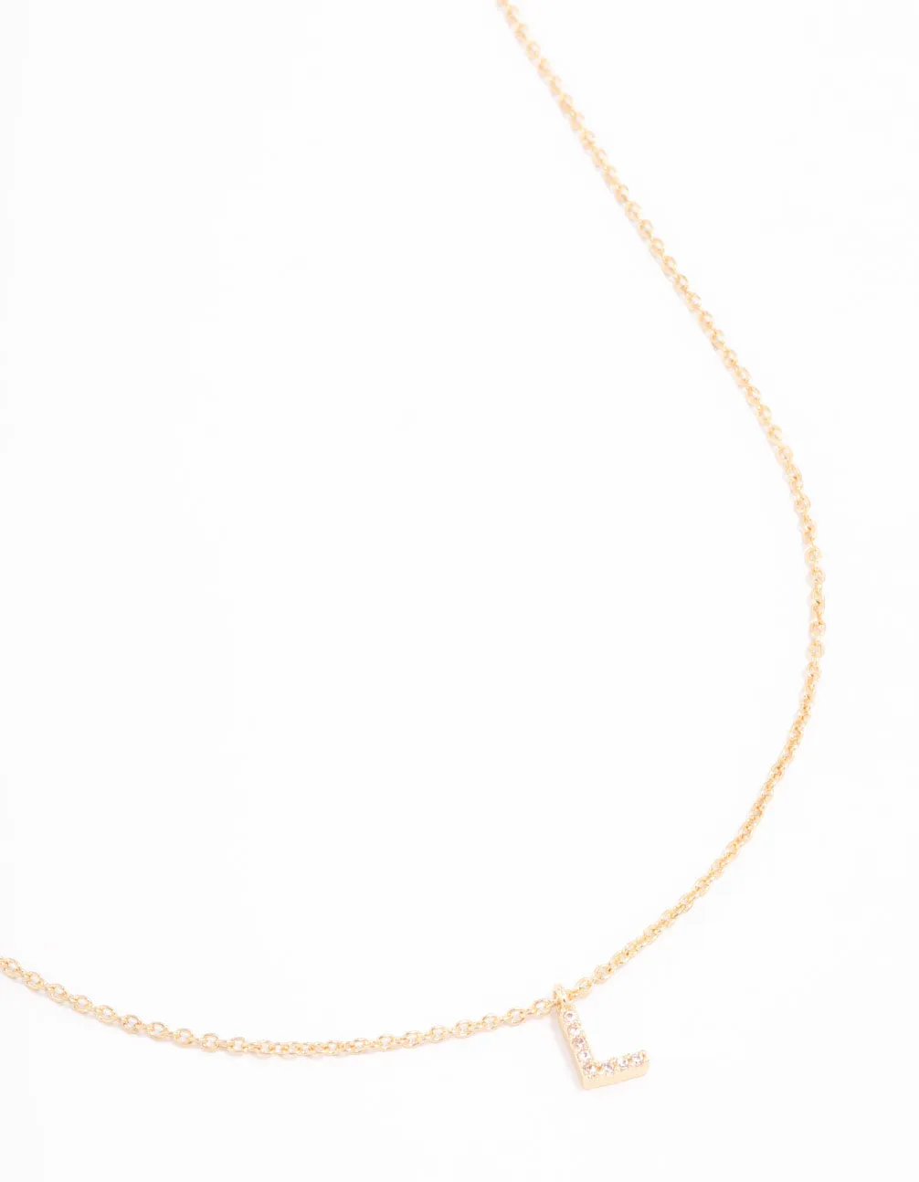 Gold Plated Cubic Zirconia Letter L  Necklace Creative Detail Radiant Shine