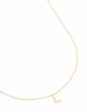 Gold Plated Cubic Zirconia Letter L  Necklace Creative Detail Radiant Shine