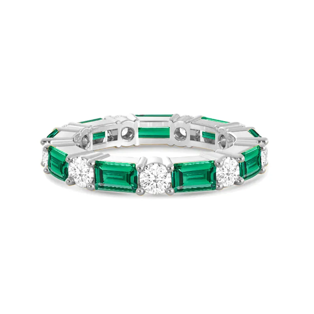 Timeless Created Emerald and Lab Grown Diamond Eternity Band Couple Style