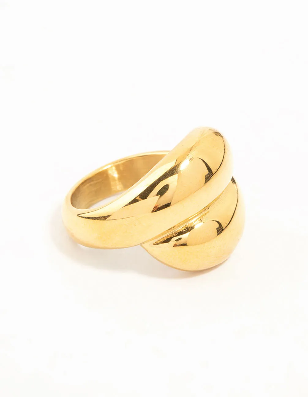 Excellent Object Waterproof Gold Plated Stainless Steel Puffy Stacked Ring