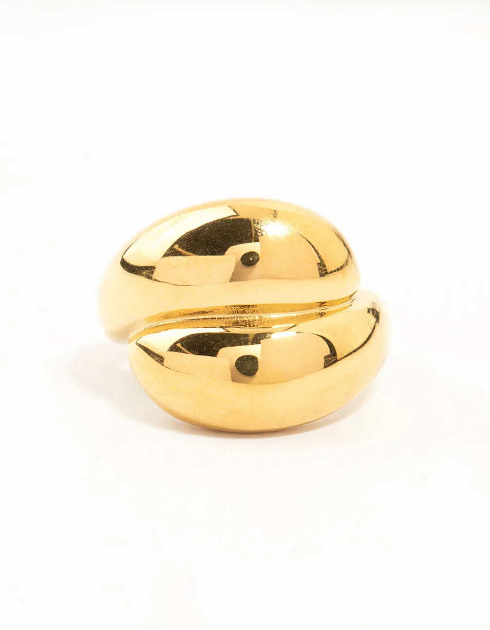 Sleek Look Elegant Keepsake Waterproof Gold Plated Stainless Steel Puffy Stacked Ring