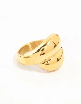 Elegant Article Decorative Purpose Waterproof Gold Plated Stainless Steel Puffy Stacked Ring