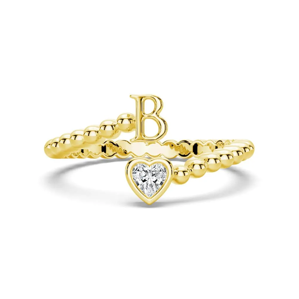 Sophisticated Finish Lab Grown Diamond Personalized Initial Promise Ring