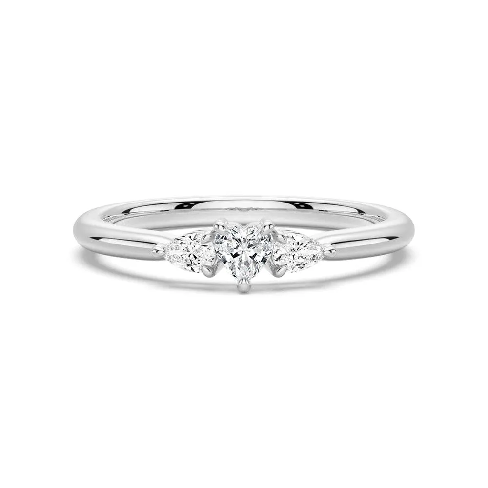 True Love Heart and Pear Lab Grown Diamond Promise Ring Lightweight accessory comfortable accessory