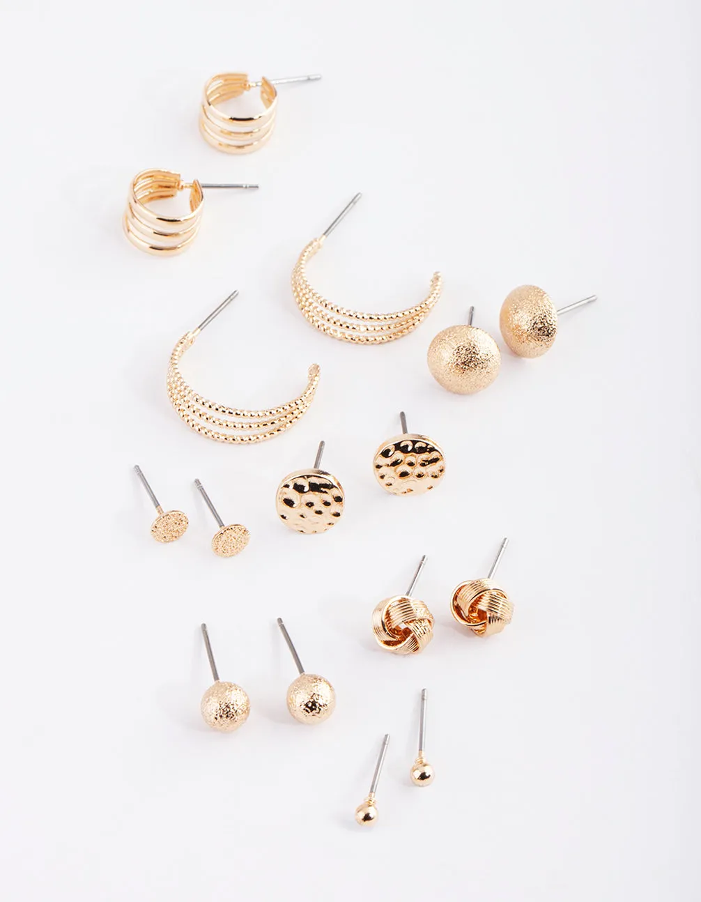 Ornate Selection Iridescent Adornment Gold Classic Stud & Huggie Earring 8-Pack