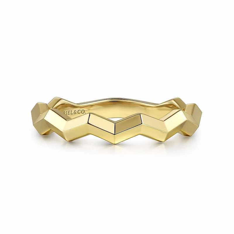 14ky Zig-Zag Stackable Ladies Ring Unique Edge