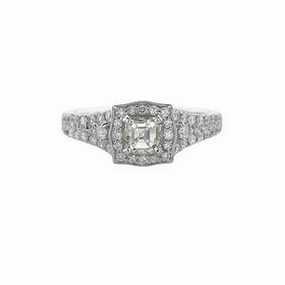 Sophisticated Touch ASSCHER CUT DIAMOND RING WITH DIAMONDS THROUGHOUT SETTING 1.02CT TW