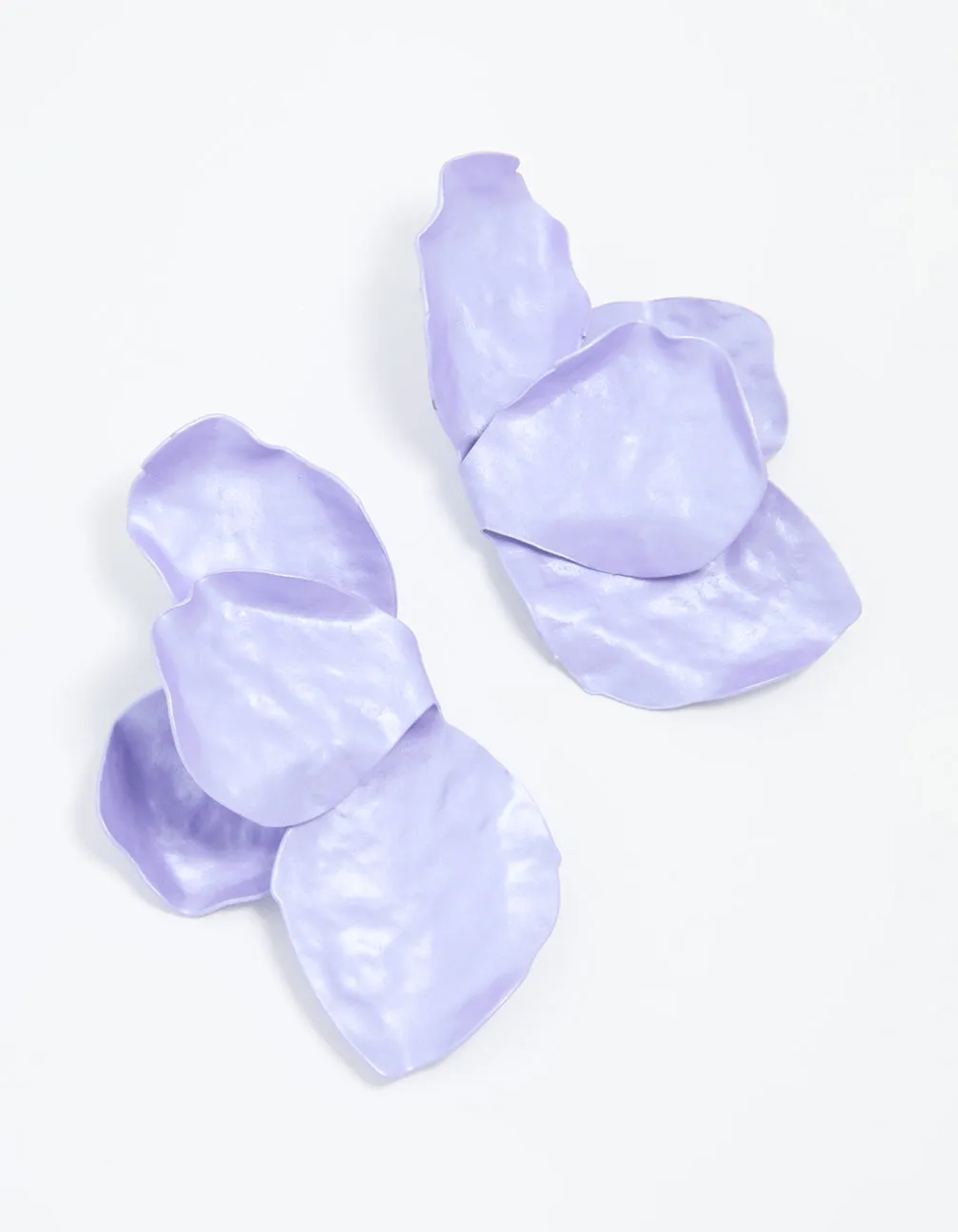 Gold Purple Coated Metal Flower Petal Drop Earrings Elegant decoration