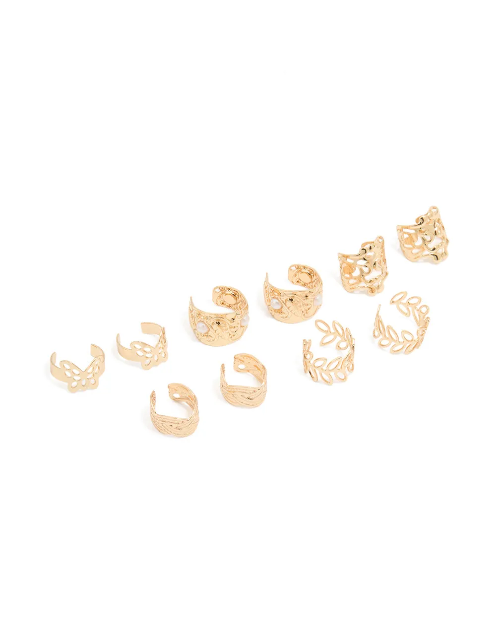 Gold Plated Mixed Ear Cuffs 8-Pack Polished Element Fashionable Ornament