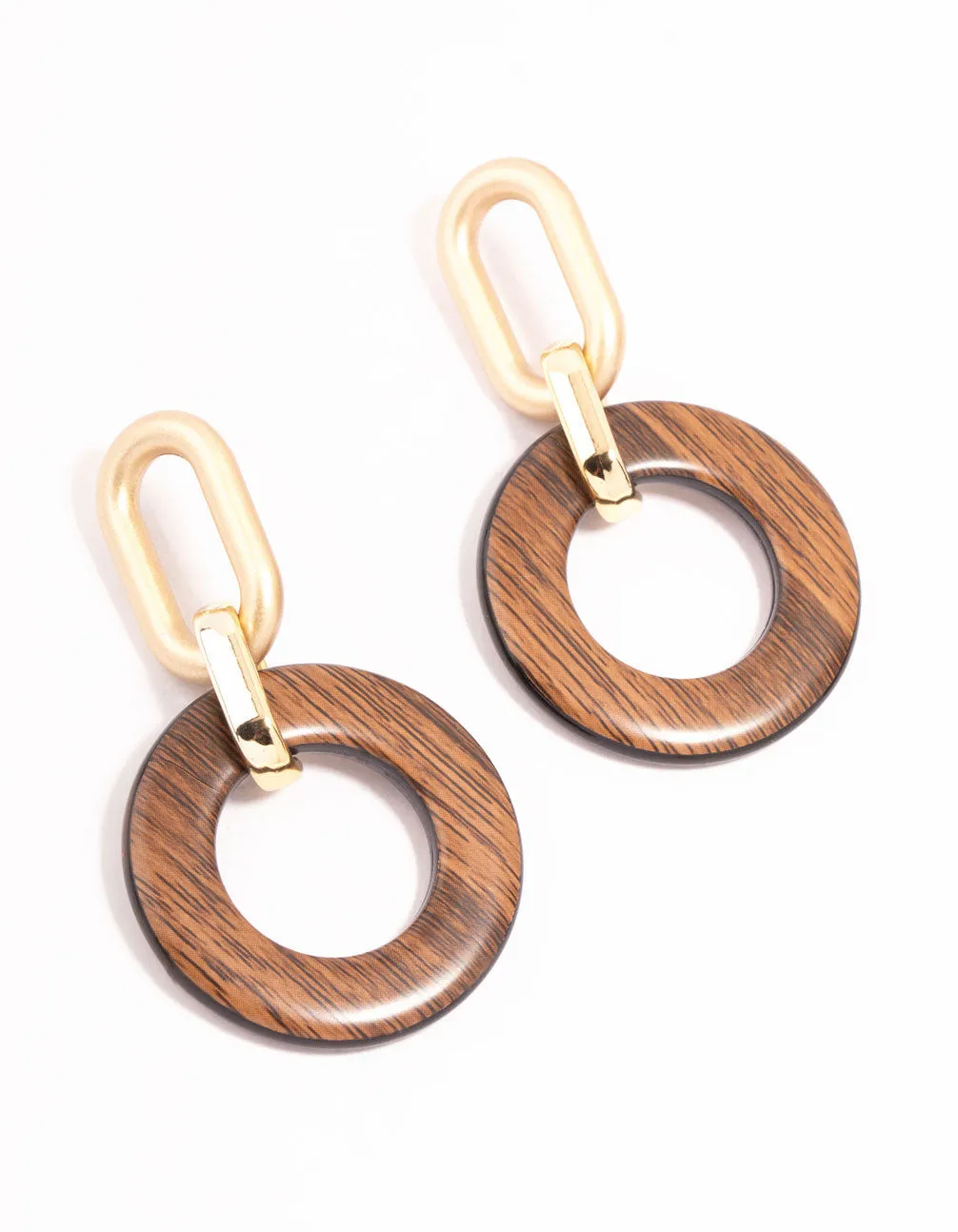 Brilliant Product Wood Grain Link Acrylic Drop Earrings