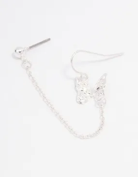 Charming Piece Silver Butterfly Chain Drop Earrings