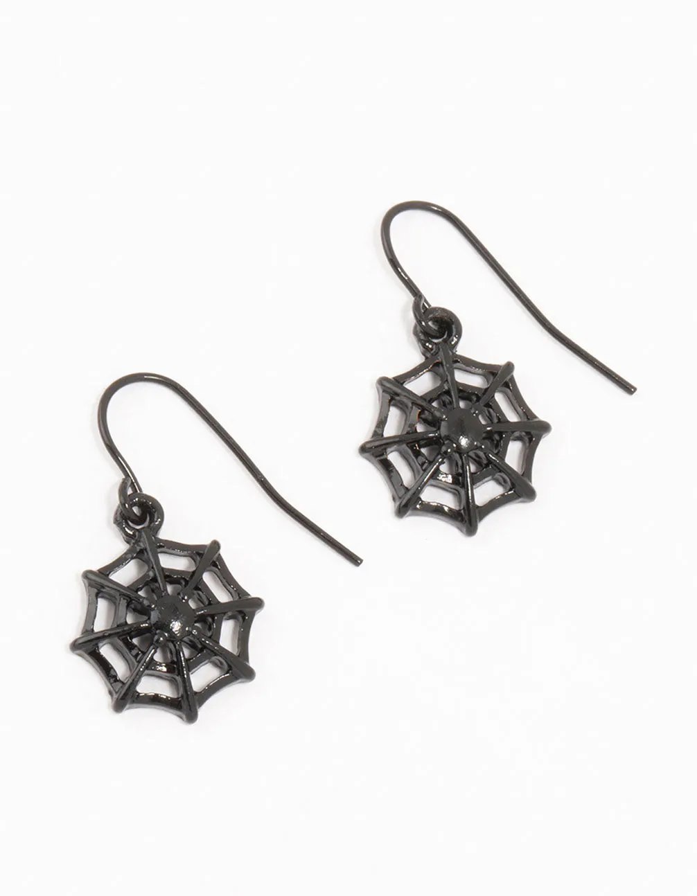 Black Coated Metal Spiderweb Drop Earrings Safe Selection Magnificent Embellishment