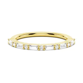 Lightweight Embellishment Baguette And Round Prong Moissanite Anniversary Band