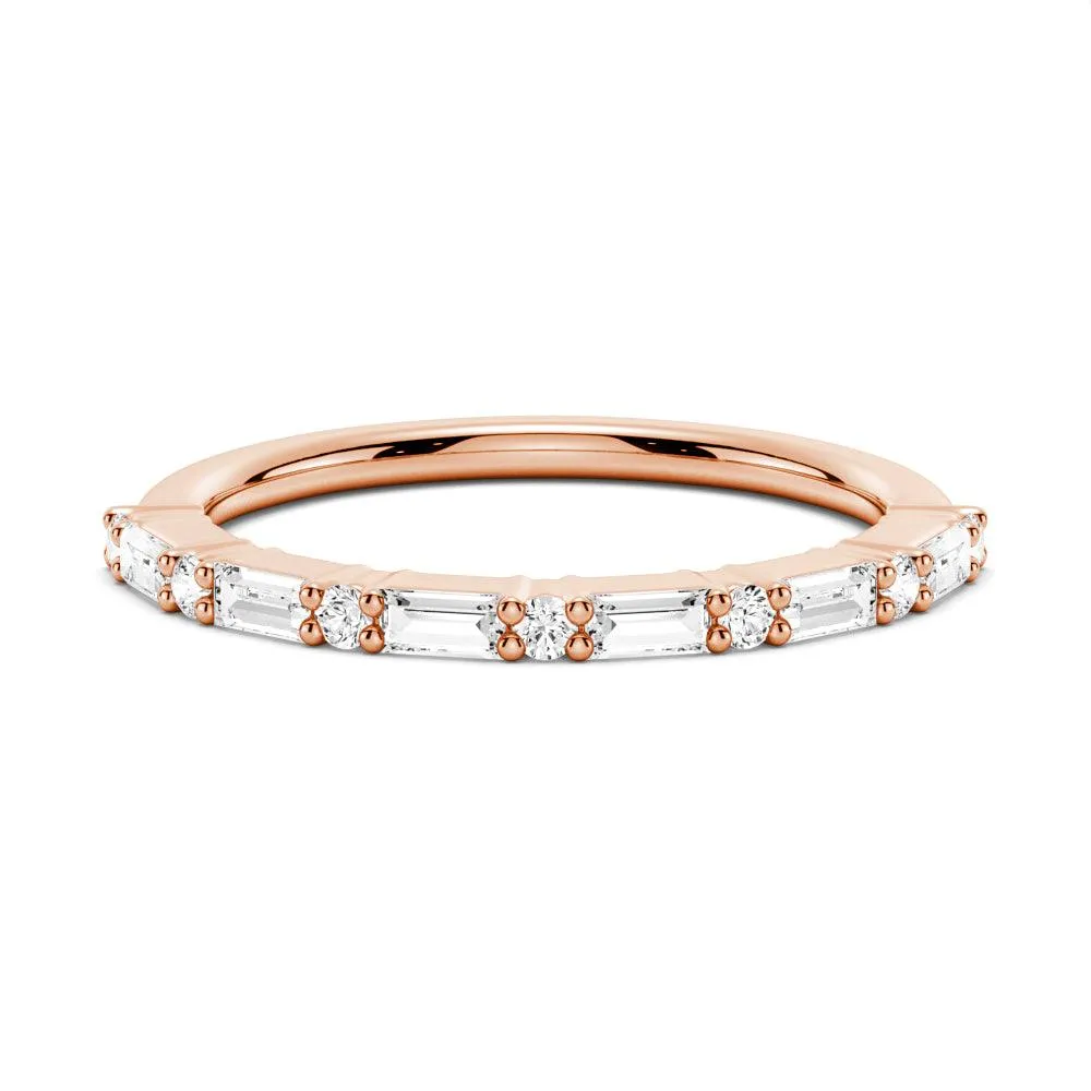 Baguette And Round Prong Moissanite Anniversary Band Modern Article