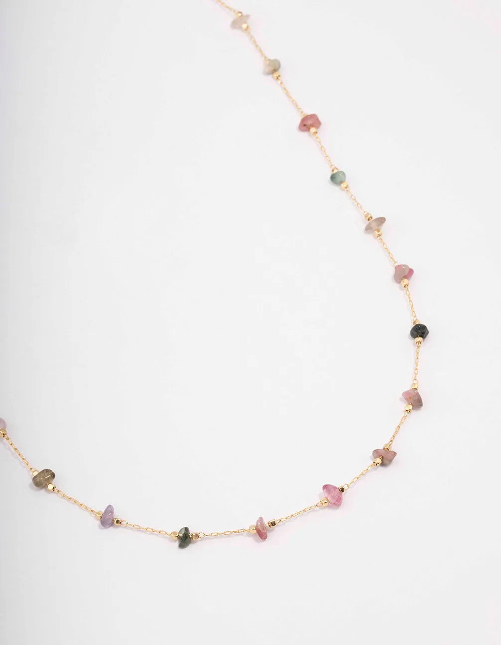 Friendly Gift Gold Plated Semi Precious Station Necklace