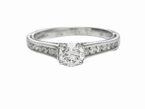 Dazzle Factor 14 Karat White Gold Milgrain Solitaire Engagement Ring (.84cttw)