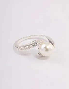 Silver Plated Wrapped Pearl Ring Designer Label Creative Edge