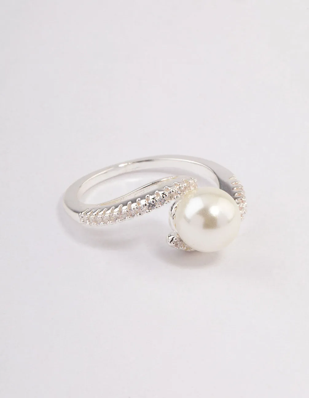 Silver Plated Wrapped Pearl Ring Designer Label Creative Edge