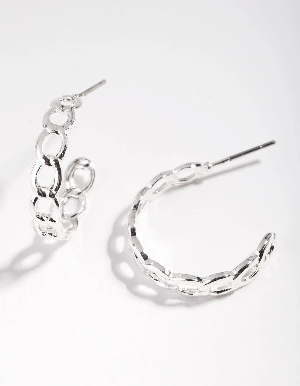 Silver Chain Link Hoop Earrings Gorgeous Item Shiny Product