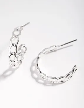 Silver Chain Link Hoop Earrings Gorgeous Item Shiny Product