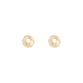 Dull Adornment Gold Textured Knot Stud Earrings