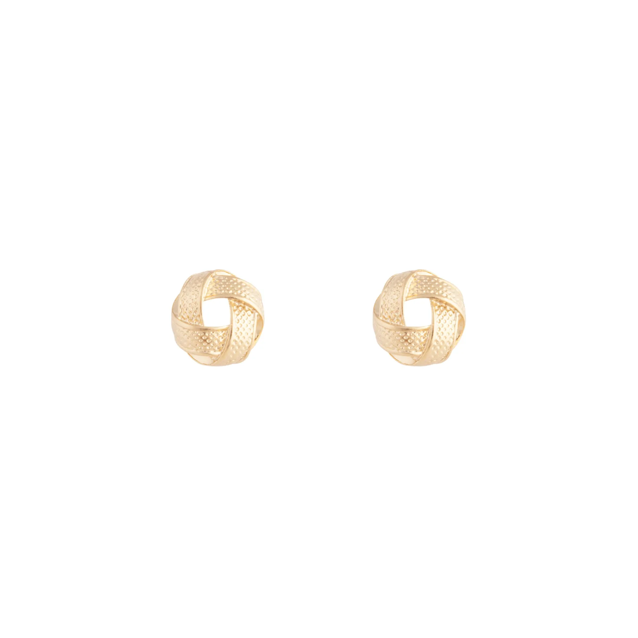 Dull Adornment Gold Textured Knot Stud Earrings