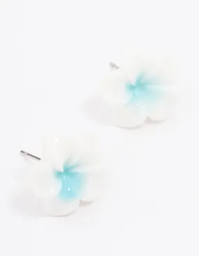 Fashionable Ornament Blue Frangipani Stud Earrings