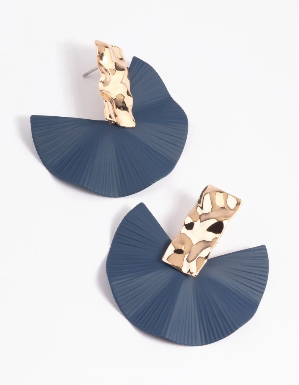 High-Quality Design Safe Finish Navy Fan Drop Earrings