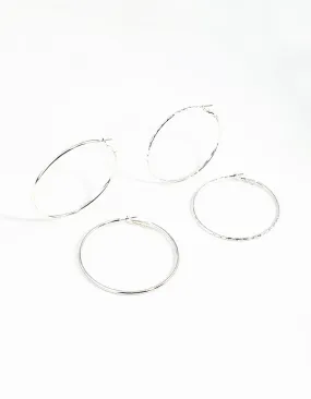 Silver 60MM Hoop Earring Pack Polygonal Piece Exquisite Selection